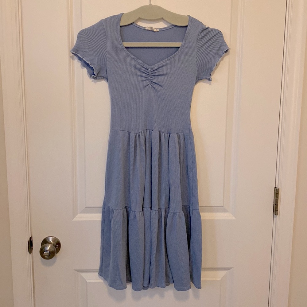 See You Monday Light Blue Periwinkle Cinch Front Dress, Size Small